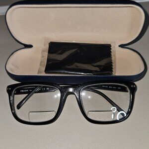 Prada Eyeglasses Frames VPR13Y AAV-1O1 Shiny Black Full Rim 55-19-140